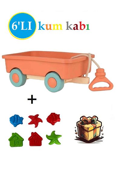 MUBX My First Wagon Beach Wagon with Squeegee + 6-Piece Sand Container Gift