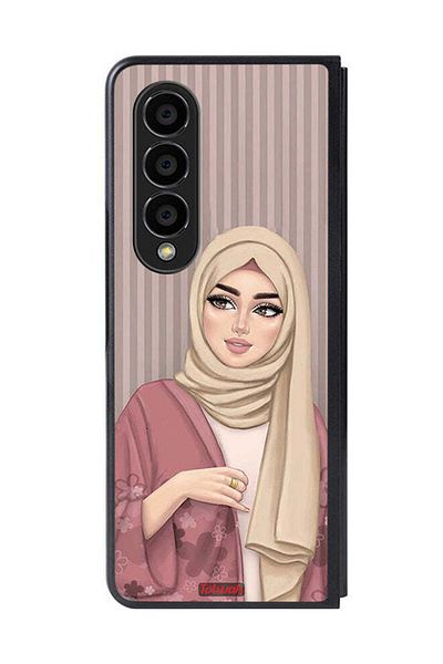 Tolwak Samsung Galaxy Z Fold 4 Protective Case Cover Hijab Girl Art