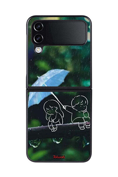 Tolwak غطاء حماية لهاتف Samsung Galaxy Z Flip 4 بتصميم زوجين من الفن التجريدي