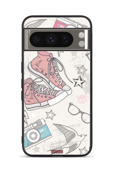 Tolwak Google Pixel 8 Pro Protective Case Cover Canva Shoes And Camera Art