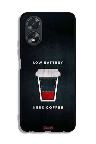 Tolwak Oppo A38 Protective Case Cover Low Battery Need Coffee