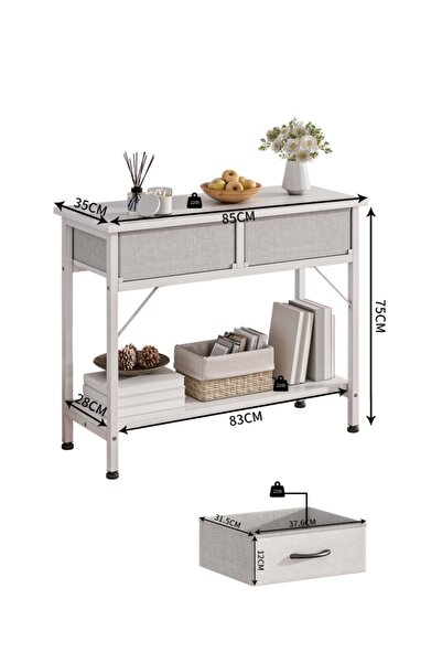 Sheinhome Console Table with 2-Tier Layers and 2 Drawers,Table Suit for Entryway, Hallway,Living Room,Kitchen