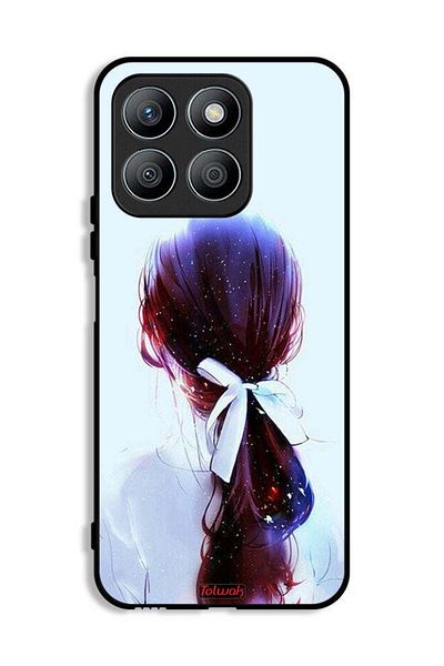 Tolwak Honor X8b Protective Case Cover Tie Hair With Hairband Girl Art