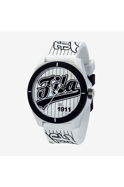 Fila ساعة تناظرية للبالغين للجنسين، بيضاء 38-330-005، 43 مم