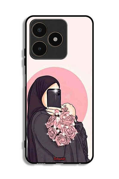 Tolwak Realme C53 Protective Case Cover Making Selfies While Holding Flowers Art