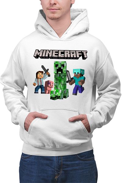 OEM Men's Hoodie Minecraft Steve Creeper Explode Logo Loot