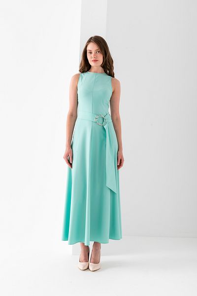 VUNTAL Sleeveless Long Belted Dress Polyviscon