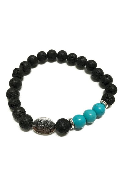 OEM ABSORBENT LAVA PEARL AND TURQUOISE CRYSTAL BRACELET