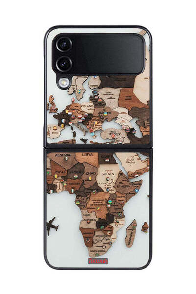 Tolwak غطاء حماية لهاتف Samsung Galaxy Z Flip 4 بتصميم خريطة العالم