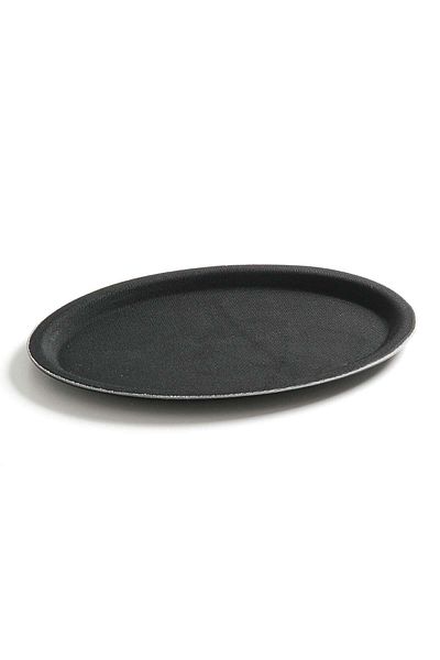 HENDI Tavă ovală antiderapantă pentru chelner 16x23cm - neagră