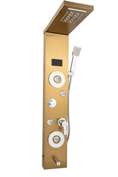 Trendy's Panou de dus cu hidromasaj, inox 5 functii digital cu led, gold satin