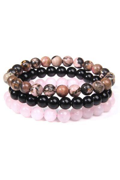 OEM SET OF 3 NATURAL CRYSTALS BRACELETS | TIGER JASPER | ONYX | ROSE QUARTZ | ESCAPE TOXIC RELATIONSHIPS