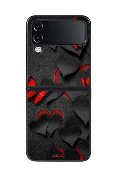 Tolwak Samsung Galaxy Z Flip 4 Protective Case Cover Hearts And Butterflies Pattern