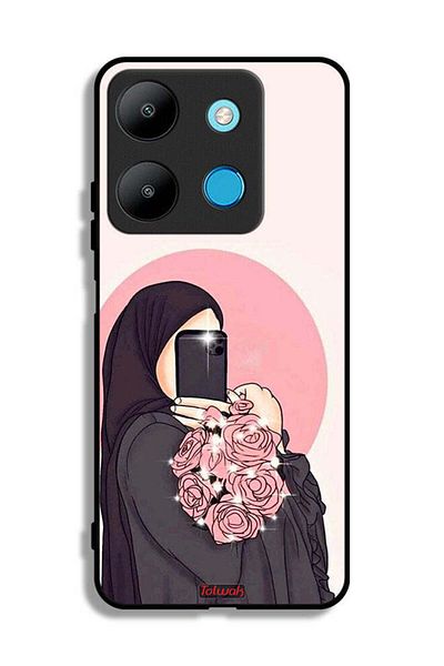 Tolwak Infinix Smart 7 Protective Case Cover Making Selfies While Holding Flowers Art