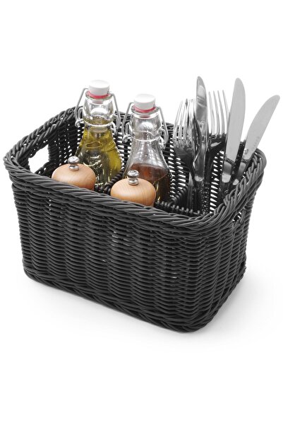 HENDI Koszyk dyspenser na sztućce przyprawy z 4 przegródkami szary melanżowy - 426074
