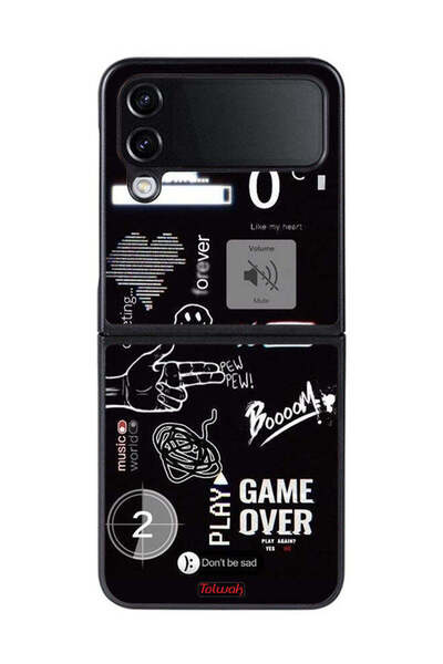 Tolwak غطاء حماية لهاتف Samsung Galaxy Z Flip 4 بتصميم Game Over Pew Pew