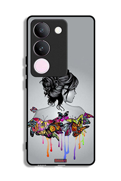 Tolwak غطاء حماية لهاتف فيفو V29 برسومات فراشات وفتاة فنية تجريدية