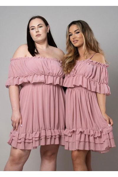 MONNET MODA Rochie Voal Roz Pudra - Marime Universala