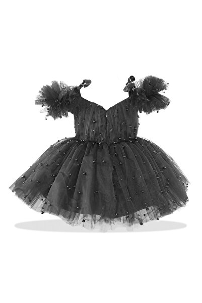 My Baby By Merry Outlet kız çoçuk siyahincili düğün elbisesi - Kurdela detayl...