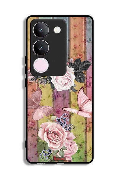 Tolwak vivo S17 Protective Case Cover Peach Butterflies And Roses
