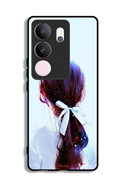 Tolwak غطاء حماية فيفو V29 برو بتصميم ربطة شعر مع رباط شعر وفن فتاة