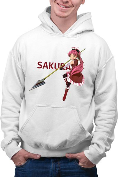 OEM Madoka Magica Sakura Polearm Energetic Fire Men's Hoodie