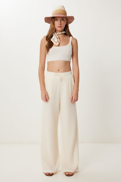 Lovelyİstanbul Muslin Palazzo Trousers Lmx0008 Cream