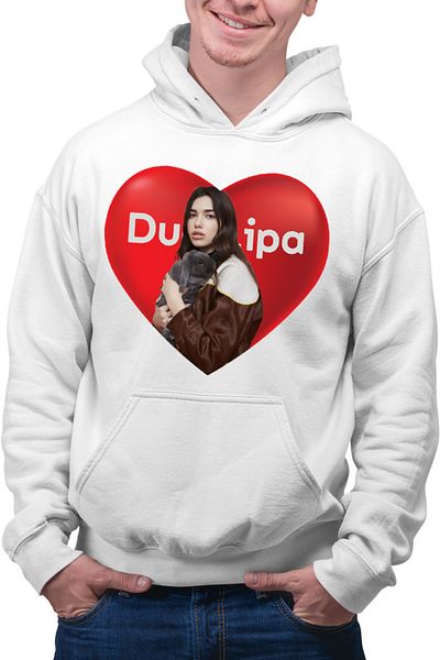 OEM Men's Hoodie Dua Lipa Levitating One Kiss Lyrics Heart Puppy
