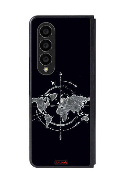 Tolwak غطاء حماية لهاتف سامسونج جالاكسي زد فولد 4 بتصميم فن البوصلة