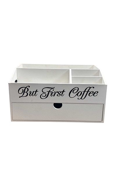 Generic Coffee corner organizer designed with an internal drawer made of wood (dimensions: 30*16.4*20) - to store your tools in style