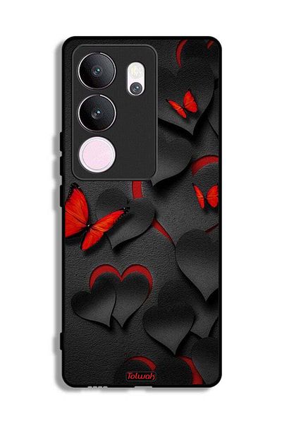 Tolwak vivo V29 Pro Protective Case Cover Hearts And Butterflies Pattern