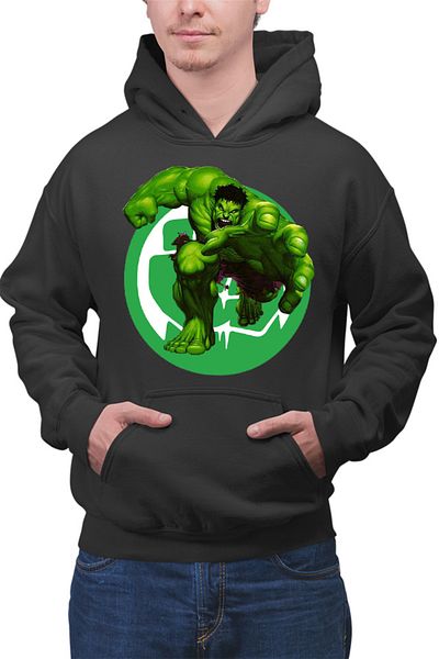 OEM Men's Hoodie Hulk Logo Icon Fist Power Comics
