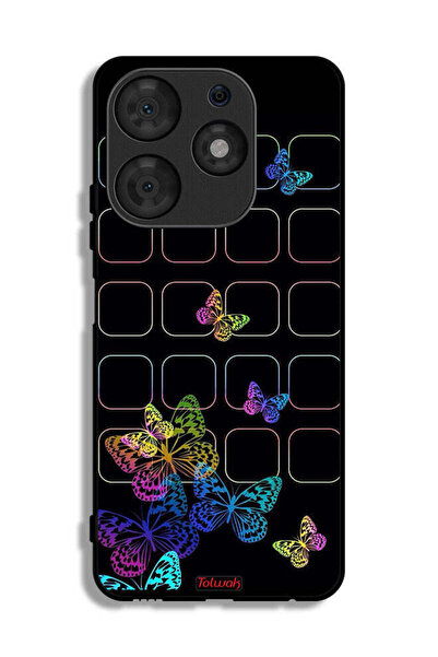 Tolwak غطاء حماية لهاتف تكنو سبارك 10 برو بنقشة فراشات ملونة