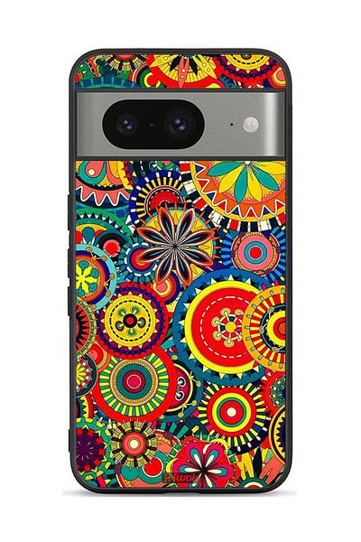 Tolwak Google Pixel 8 Protective Case Cover Colorful Mandala Pattern