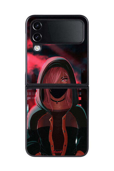 Tolwak غطاء حماية لهاتف Samsung Galaxy Z Flip 4 بتصميم فتاة ترتدي قناعًا