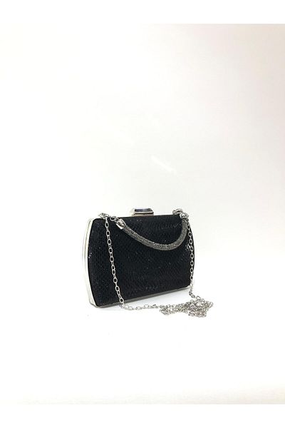 womenacs Culoare neagră Piele de șarpe Material țesătură Rochie de seară Portofoliu Clutch Nunta Logodna Geantă de seară Henna