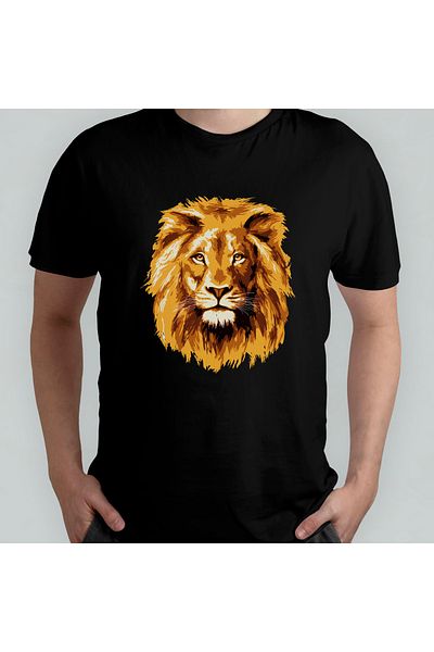 Pixxa Aslan Lion Unisex 100% Cotton Crew Neck T-Shirt Model 2
