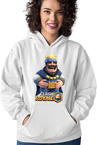 OEM Women's Hoodie Clash Royale King Laugh Player Blue Side Gold