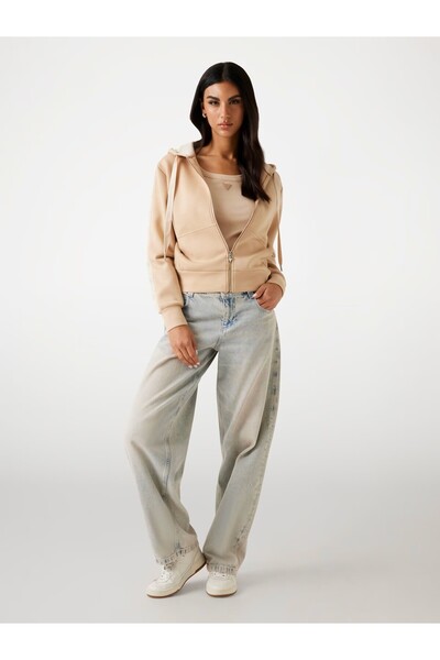 Guess Tam fermuarlı dalış kumaşlı kapüşonlu üst w5yq05kbye2