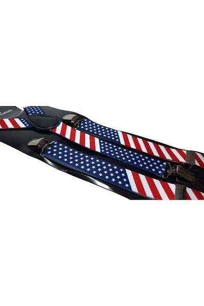 OEM Bretele Unisex, Model Y, Inchizatori Metalice, 25 mm, Imprimeu America, Multicolor