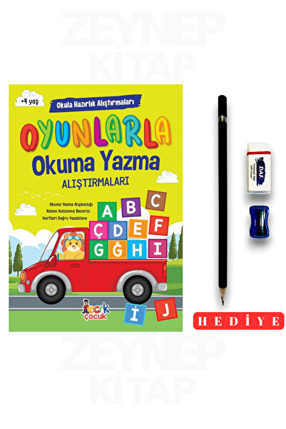 Bıcırık Yayınları Okula Hazırlık Alıştırmaları 4+Yaş Oyunlarla Okuma Yazma Alıştırmaları(Kalem Seti Hediyeli)