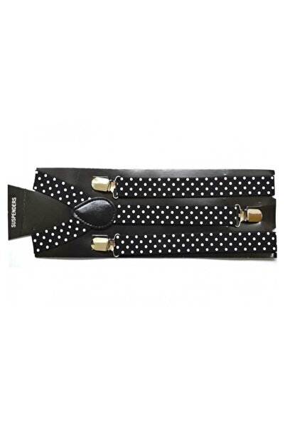 OEM Bretele Unisex, Model Y, Inchizatori Metalice, 25 mm, Imprimeu Buline, Negru-Alb