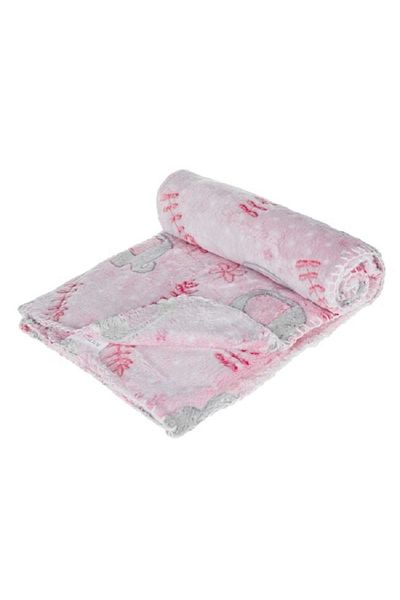 OEM Patura catifelata pentru bebe, 110x80 cm, Elefanti roz