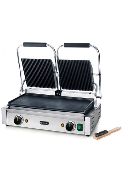 HENDI Kontakt grill kontaktowy góra ryflowana dół gładki 3600W - 263808