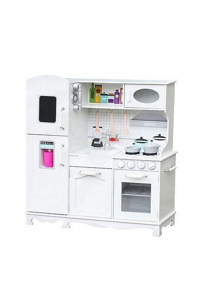 PROCART Children's kitchen, white MDF, oven, refrigerator, set of cooking, 91x102.5x30 cm