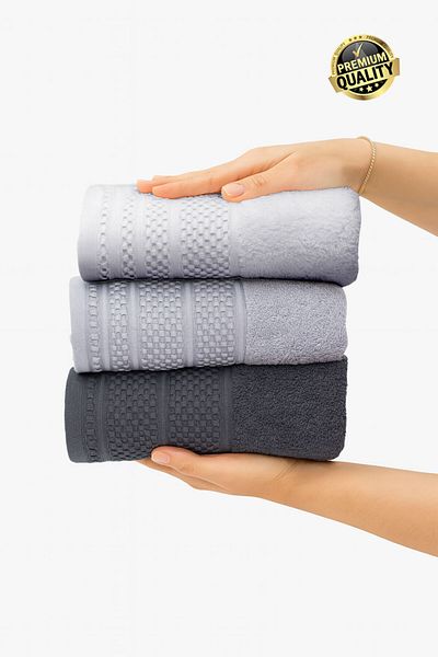Vionel Home Softure 3-Piece Hand Face Towel |   Daily Use |   50X90Cm |   Soft, Durable |   Gray Tones