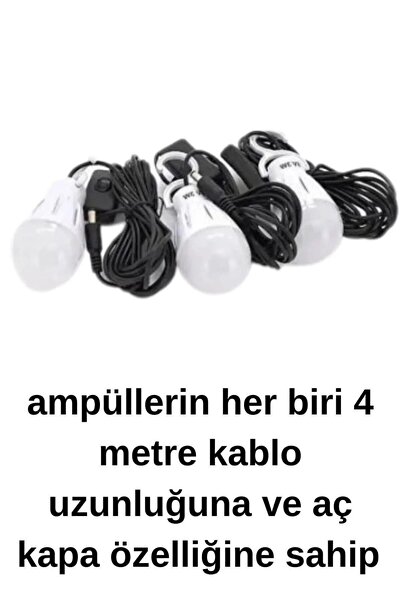 BLOMSTER Everton Rt-902 Güneş Enerjili Solar Şarjlı Bluetoothlu Mp3-radyolu Çadır Kamp Aydınlatma Fener Seti