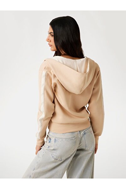 Guess Tam fermuarlı dalış kumaşlı kapüşonlu üst w5yq05kbye2