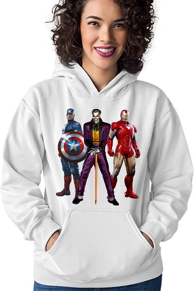 OEM Women's Hoodie Joker Captain America Ironman Trauma Sad Superhero