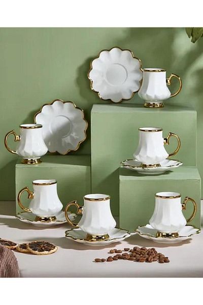 ÇEÇEN HOME 6-Person Porcelain Cup Set 90ml